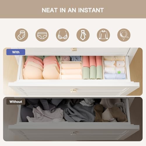 Criusia Drawer Organizer Clothes, 10 Pack Dresser Organizer for Baby Clothes, Underwear, Sock- Foldable Closet Organization and Storage Dividers Bins for Nursery, Bedroom (Beige) - Image 3