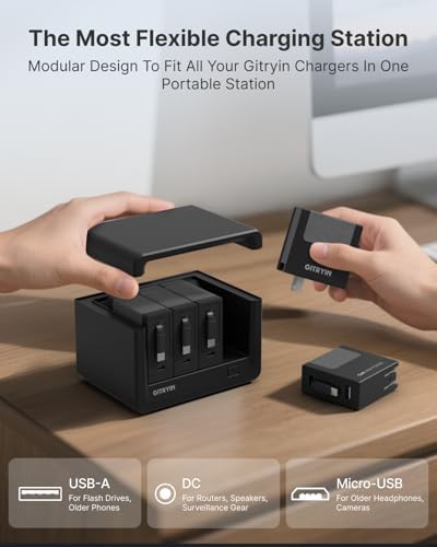 Gitryin 10000mAh Type-C Travel Power Bank, 12-in-1 Desktop Charging Station with 4 Retractable Type-C Wall Chargers - Image 4