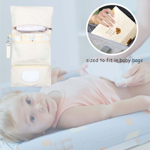 Baby Bag Organizer, Waterproof Mini Diaper Bag, Foldable Mom Travel Set, Diaper Organizer, with Gift for Baby Shower (Bear) - Image 3