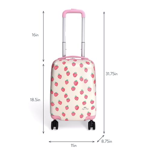 Itzy Ritzy Toddler Suitcase with Adjustable Handle, 360-Degree Spinner Wheels, 2 Interior Compartments and Hard Shell Design; Perfect Kids Luggage with Wheels for Ages 3 and Up (Strawberry) - Image 9