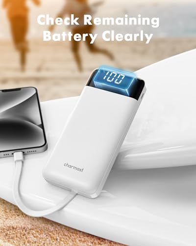 Charmast Portable Charger with Built in Cables, Power Bank with Cords Wires, Slim 10000mAh Travel Battery Pack 6 Outputs 3 Inputs 3A Fast Charging for Samsung Google Pixel LG Moto iPhone iPad - Image 7