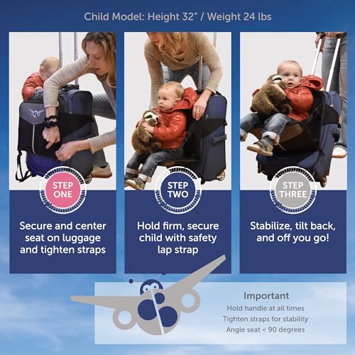 Travel Seat for Kids, The Original and Patented Ride-On Suitcase for Toddlers, Child Carrier for Carry-On Luggage, Family Airport Travel Made Easy (Suitcase not Included) - Image 5