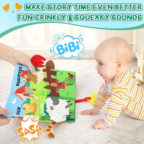 Soft Baby Book - Baby Toy - Newborn Boys Girls Shower Gift - Tummy Time Toy for Infant 0-6 6-12 Months - Touch and Feel Sensory Crinkle Book with Teether for Toddler - Image 6