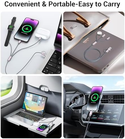 Temdan for Travel Essentials,3 in 2 USB C Cable for Apple Watch Charger/iPhone 17 Charger/Lightning,Multi Charging Cable Cord,Vacation Camping Essentials,Portable Designed for iWatch &iPhone 16-12-4FT - Image 3