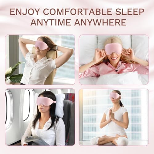 FlyCoco 99% Fully Block Out Light Eye Sleep Mask, 3D Deep Contoured Eyes Cover Zero Pressure, Long Lash Extension Eyes Mask with Adjustable Straps for Sleeping Travel Home Nap Rest Women Men (Pink) - Image 8