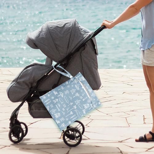 Wet Bag for Swimsuit Pool Travel Baby Cloth Diapers Dirty Yoga Gym Clothes Beach Bags Summer Gifts for Women Men Beach Vacation Essentials Costal Blue Waterproof Wet Dry Bag Travel Laundry Bags - Image 5