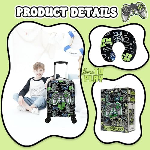 Kids Suitcase Set for Boys Hardside Luggage with Spinner Wheels 2 Piece 16inch Toddler Suitcase for Boys Travel Carry on Luggage Airline Approved - Image 4