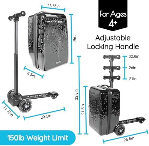 Detachable 4-in-1 Scooter Luggage for Kids – Ride-On Suitcase with Removable Luggage Body, Adjustable Handlebar, Durable Deck & Brake, Carry-On Size – Travel & Play - Image 6