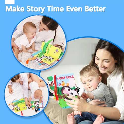 beiens Baby Books 0-6 Months, 2PCS Baby Toys 0-3-6-12-18 Months, Touch Feel Sensory Cloth Crinkle Soft Books, Tummy Time Stroller Infant Newborn Toys, Boy Girl Shower Gifts - Image 7