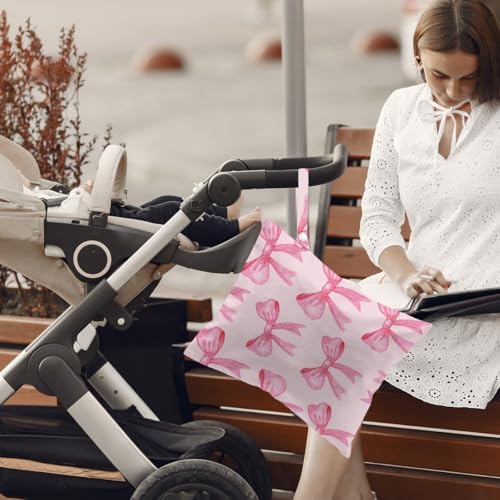 2Pcs Pink Bow Wet Bags 12x10 Inch, Heart Waterproof Travel Laundry Bags, Washable Reusable Wet Dry Bag for Swimsuit Pool Beach Diapers Dirty Yoga Gym Clothes, Pink Gifts for Women Friend Travelers - Image 5