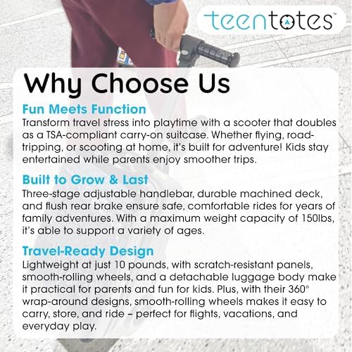 Detachable 4-in-1 Scooter Luggage for Kids – Ride-On Suitcase with Removable Luggage Body, Adjustable Handlebar, Durable Deck & Brake, Carry-On Size – Travel & Play - Image 8