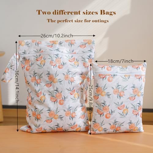 2 Sizes Wet Bags, Waterproof Storage Bag for Baby Diapers and Pump Parts, Reusable Diaper Bag with Zippered Pockets and Handle, Travel Bags, Beach, Pool, Gym Bag for Swimsuits & Wet Clothes, Set of 2 - Image 2