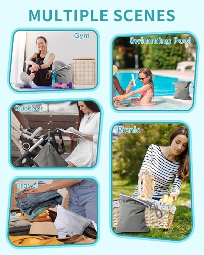 babygoal Wet Dry Bags 3 Pack, Waterproof Reusable Travel Bags for Swimsuits, Baby Cloth Diapers, Beach, Pool, Gym Bag & Wet Clothes with 2 Pockets L-BWG - Image 4