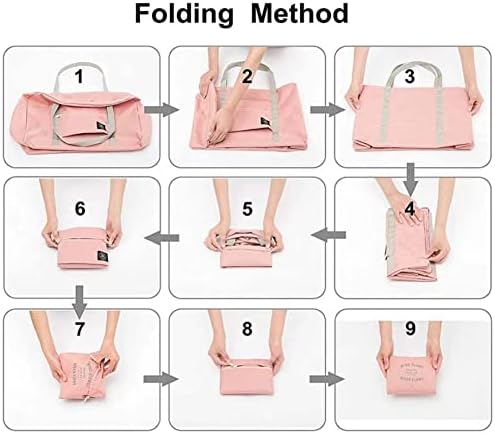 Foldable Travel Duffel Bag (2 Pack), For Spirit Airlines, Weekender Overnight Bag, Tote Carry on Luggage Sport Duffle Weekender Overnight for Women and Girls (Pink Blue) - Image 6