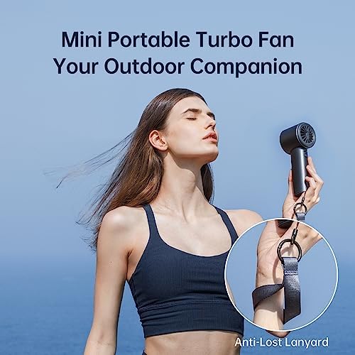 JISULIFE Portable Handheld Fan,Speed(1-100) Adjustable Turbo Mini and 3600mAh Battery Rechargeable Personal Fan,Digital Display,Gifts for Women Men Travel/Camping/Outdoor-Blue - Image 6