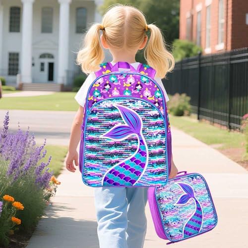AGSDON 5 Piece Kids Luggage Set for Girls, Cute Rolling Wheels Suitcase for Toddler, Children Travel Carry on Suitcase -Mermaid - Image 7
