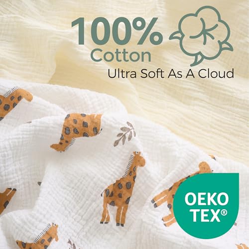 Momcozy Baby Washcloths - 4 Layer Design| Medium Thickness| Premium Cotton for Newborns' Skin-Great for Bathing, Wiping & on-The-go Use, Shower Gift and Essential(5 Pack, 10x10 inch) - Image 5