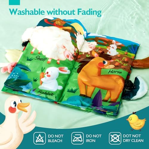 hahaland Baby Books 2PCS - Baby Toys 0-6 Months - Touch & Feel Tummy Time Sensory Soft Books for Babies 0-12 Months, Stroller Travel Toys - Image 6