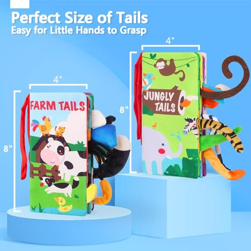 beiens Baby Books 0-6 Months, 2PCS Baby Toys 0-3-6-12-18 Months, Touch Feel Sensory Cloth Crinkle Soft Books, Tummy Time Stroller Infant Newborn Toys, Boy Girl Shower Gifts - Image 3