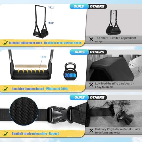 Airplane Foot Hammock, No Collapse Foot Rest for Plane Travel with Extended Adjustment Strap, Portable Desk Foot Hammock with Thickened Foam, Foot Sling Travel Essentials to Relax Your Feet - Image 3