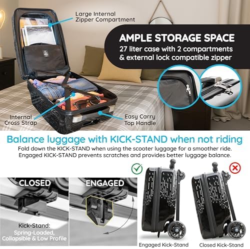 Detachable 4-in-1 Scooter Luggage for Kids – Ride-On Suitcase with Removable Luggage Body, Adjustable Handlebar, Durable Deck & Brake, Carry-On Size – Travel & Play - Image 5