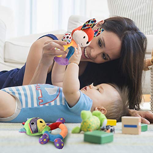 HAHA Baby Teething Rattle Toys, Infant Girl Boy Learning Toy Newborn Soft Handbell Grab Shaker Crinkle Squeaky Sensory Travel Accessories for 0 3 6 9 12 Months Old - Image 5
