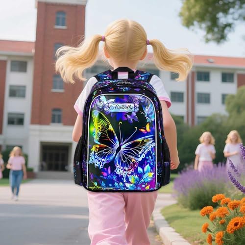 5PCS Girls Suitcase Set, Kids Water-Resistant Rolling Luggage, Cute Butterfly Travel Carry-On for Elementary/Preschool Toddler - Image 7