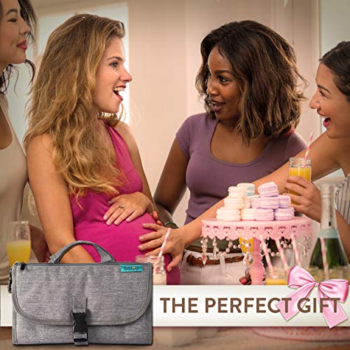 Kopi Baby Portable Diaper Changing Pad - Baby Diaper Changer Travel Bag with Wipes Pocket, Smart Design Portable Changing Mat, Infant Travel Station Kit, Gift for Newborn Girl & Boy - Grey, Classic - Image 7