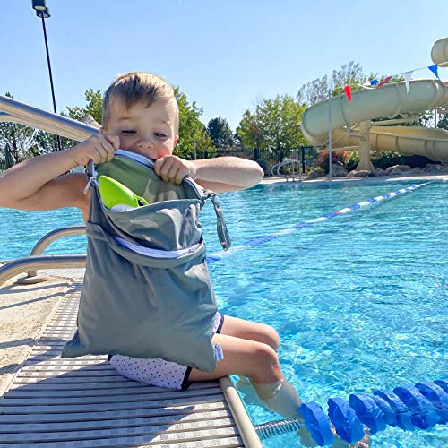 ALVABABY 2pcs Cloth Diaper Wet Dry Bags Waterproof Reusable with Two Zippered Pockets Travel Beach Pool Daycare Soiled Baby Items Yoga Gym Bag for Swimsuits or Wet Clothes L2629 - Image 6