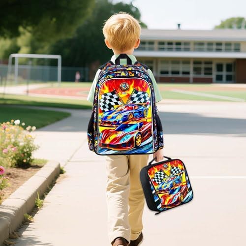 5PCS Boys Suitcase Set, Kids Water-Resistant Rolling Luggage, Cool Car Racing Travel Carry-On for Elementary/Preschool Toddler - Image 5