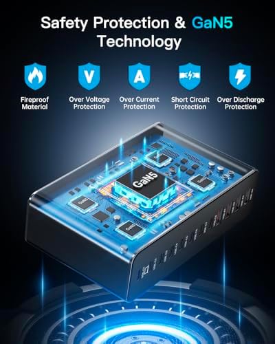 Aluminum Alloy 380W Charging Station Fast USB C Charger Block 12 Ports 65W Laptop GaN Charger for MacBook Pro/Air/iPad Pro/iPhone (Gray) - Image 6