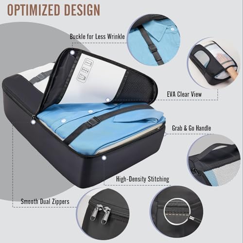 Veken 10 Set/8 Set Packing Cubes for Travel Essentials, Suitcase Organizer Bags in 4 Sizes, Carry-On Luggage Accessories with Laundry & Toiletry Bag, Airplane Must-Have, Road Trip & Camp Gifts for Men - Image 4