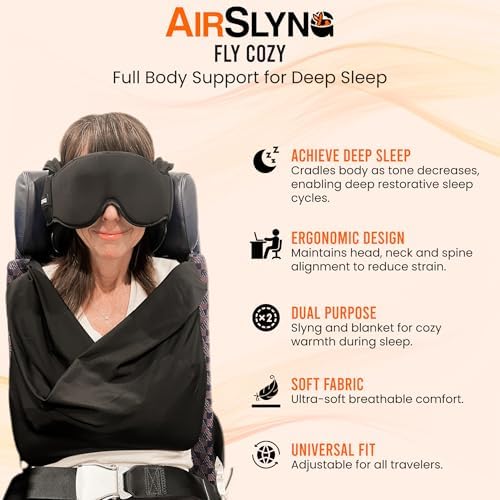3-in-1 Airplane Sleep Support System - Integrated Plane Sleeping Accessories with Memory Foam Long Haul Flight Pillow, Adjustable Travel Eye Mask, and Blanket-Like Body Sling - Fits in Carry On - Image 6