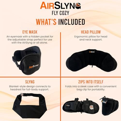3-in-1 Airplane Sleep Support System - Integrated Plane Sleeping Accessories with Memory Foam Long Haul Flight Pillow, Adjustable Travel Eye Mask, and Blanket-Like Body Sling - Fits in Carry On - Image 5