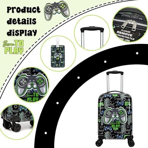 Kids Suitcase Set for Boys Hardside Luggage with Spinner Wheels 2 Piece 16inch Toddler Suitcase for Boys Travel Carry on Luggage Airline Approved - Image 3