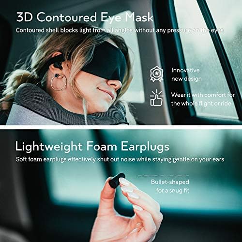 Proglobe Travel Neck Pillows for Airplanes, Sleeping Essentials for Long haul Flights, 360° Head Support, Car and Airplane Kit with 3D Contoured Eye Mask, Earplugs and Luxury Mesh Bag (Adult, Grey) - Image 5