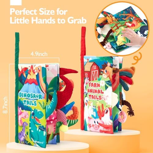 hahaland Baby Books 2PCS - Baby Toys 0-6 Months - Touch & Feel Tummy Time Sensory Soft Books for Babies 0-12 Months, Stroller Travel Toys - Image 8