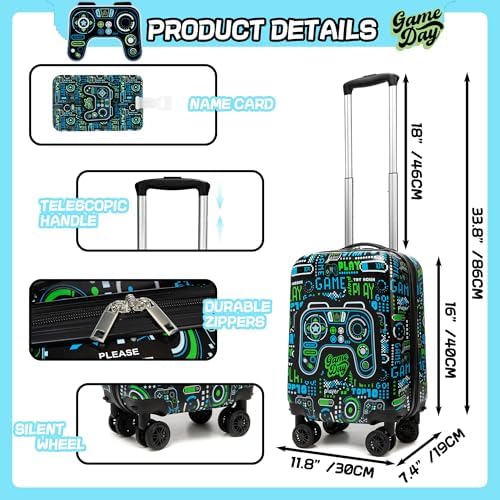 Kid’s Luggage Set 5 Piece Suitcase Set 16’’ Hardside Luggage with Spinner Wheels Girls Boys Carry on Luggage Travel Rolling Luggage Airline Approved - Image 2