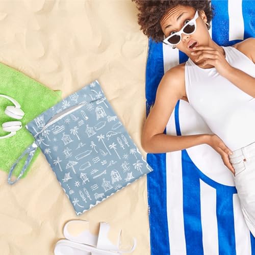 Wet Bag for Swimsuit Pool Travel Baby Cloth Diapers Dirty Yoga Gym Clothes Beach Bags Summer Gifts for Women Men Beach Vacation Essentials Costal Blue Waterproof Wet Dry Bag Travel Laundry Bags - Image 6
