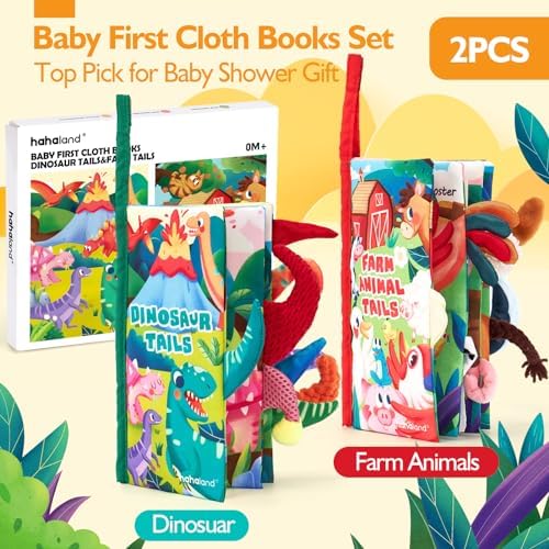 hahaland Baby Books 2PCS - Baby Toys 0-6 Months - Touch & Feel Tummy Time Sensory Soft Books for Babies 0-12 Months, Stroller Travel Toys - Image 2