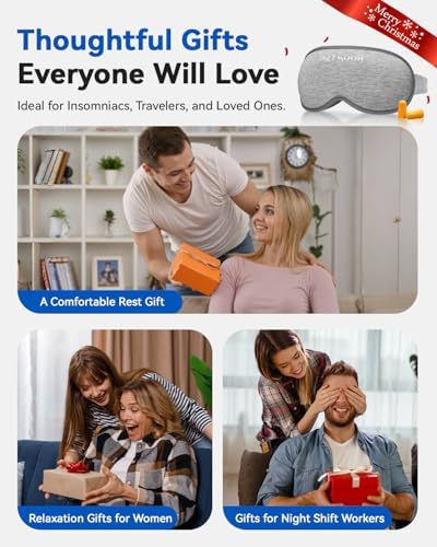 Weighted Eye Mask for Sleeping - Blackout Sleep Mask for Women Men, FACEMOON Lash Extension Eye Covers, Memory Foam, 3D Contoured, Airplane Travel Essentials, Blindfold for Meditation(Gray) - Image 9