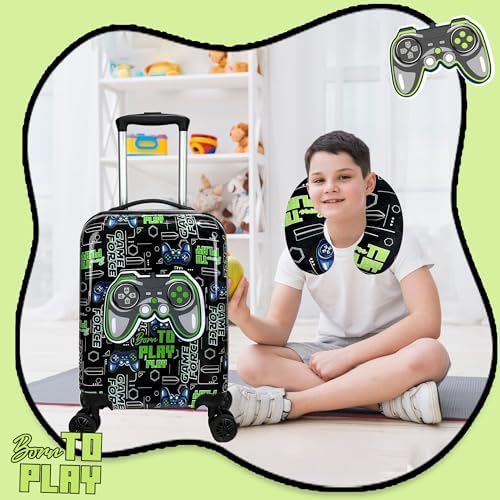 Kids Suitcase Set for Boys Hardside Luggage with Spinner Wheels 2 Piece 16inch Toddler Suitcase for Boys Travel Carry on Luggage Airline Approved - Image 6