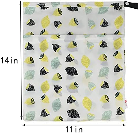 2Pcs Waterproof Reusable Wet & Dry Bag for Baby Cloth Diaper Gym Clothes Travel Bags Washable Beach Pool Swimsuits Pockets with Two Zippered Dirty Diapers Stroller Yoga Toiletries Daycare Organizer - Image 3