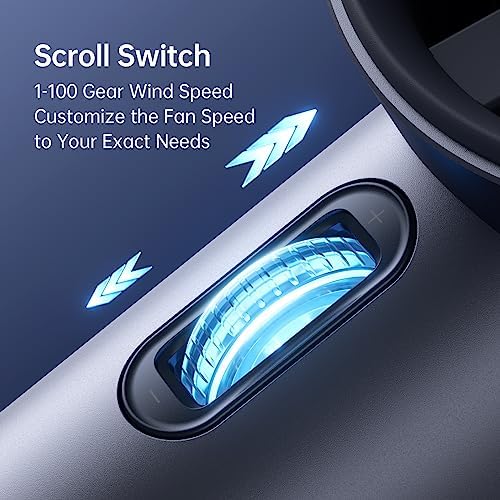 JISULIFE Portable Handheld Fan,Speed(1-100) Adjustable Turbo Mini and 3600mAh Battery Rechargeable Personal Fan,Digital Display,Gifts for Women Men Travel/Camping/Outdoor-Blue - Image 4