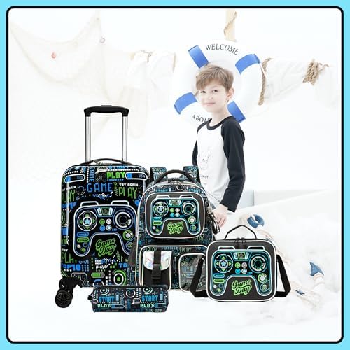 Kid’s Luggage Set 5 Piece Suitcase Set 16’’ Hardside Luggage with Spinner Wheels Girls Boys Carry on Luggage Travel Rolling Luggage Airline Approved - Image 5