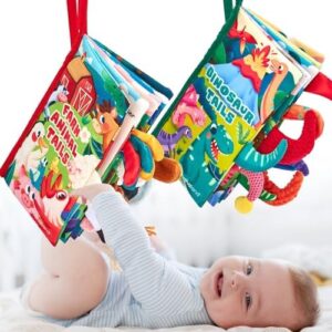 hahaland Baby Books 2PCS - Baby Toys 0-6 Months - Touch & Feel Tummy Time Sensory Soft Books for Babies 0-12 Months, Stroller Travel Toys