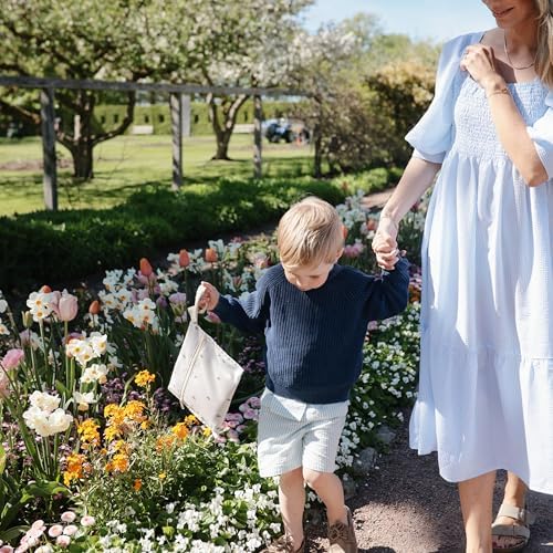 mushie Water Resistant Wet Bags | Large & Small Reusable Storage Bag for Baby Items and Travel | Zippered Pockets with Handle | Machine Washable, Set of 2 (Blue Flowers) - Image 6