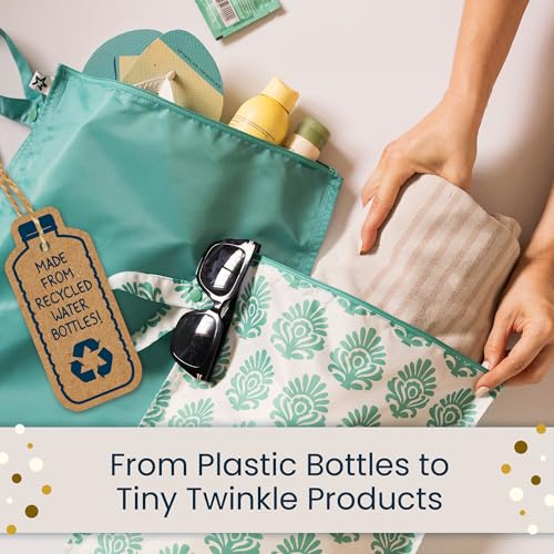 Tiny Twinkle Mess Proof Wet Bags | 2-Pack Reusable Waterproof Wet Bags for Swimsuits | Baby Clothes | Travel & Diaper Bag (Black, Green Checkers) - Image 9