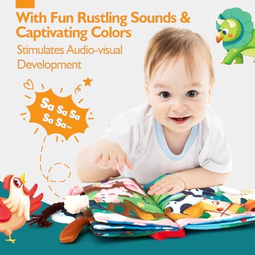 hahaland Baby Books 2PCS - Baby Toys 0-6 Months - Touch & Feel Tummy Time Sensory Soft Books for Babies 0-12 Months, Stroller Travel Toys - Image 4