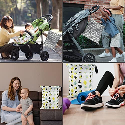 2Pcs Waterproof Reusable Wet & Dry Bag for Baby Cloth Diaper Gym Clothes Travel Bags Washable Beach Pool Swimsuits Pockets with Two Zippered Dirty Diapers Stroller Yoga Toiletries Daycare Organizer - Image 5